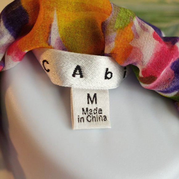 CAbi Petals Tank Top EUC Floral Size Medium Sheer-Item #281 - Picture 5 of 5